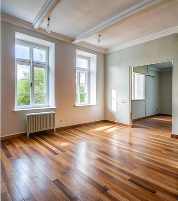 After: finished room with hardwood floor